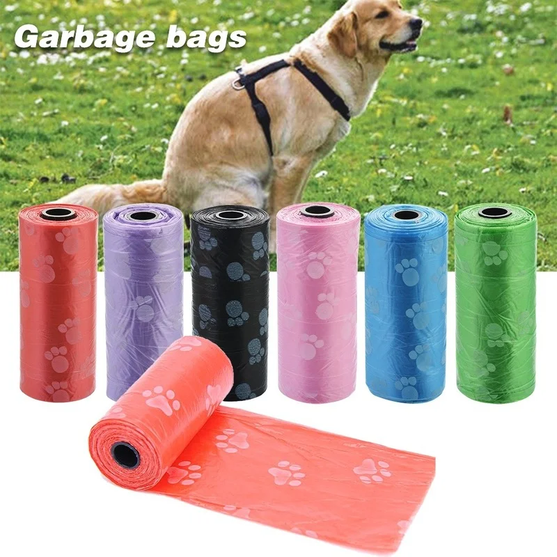 Bolsa de basura desechable degradado con dispensador de soporte, bolsas para excrementos de perros, respetuosas con el medio ambiente, limpieza al aire libre, suministros para mascotas, 3 uds.