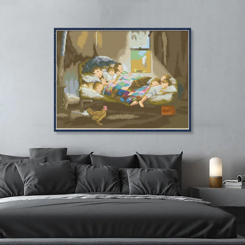 Kits de punto de cruz estampado familiar, patrones sin imprimir, juegos de bordado en lienzo, 11CT, 14CT, manualidades hechas a mano, pinturas decorativas para el hogar - imagen 3