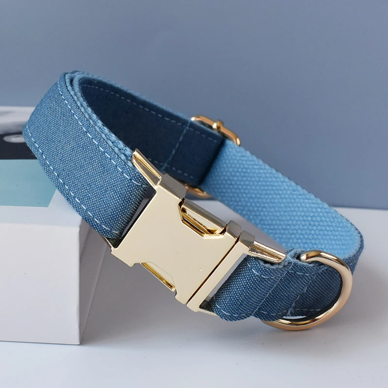 Collar de perro con lazo grabado gratis, correa de perro labrador bull bowknot, correas de correa, hebilla ajustable, accesorios de bulldog Francés, vaquero 01 - imagen 2