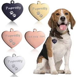 Etiqueta identificación corazón personalizada para perro y gato