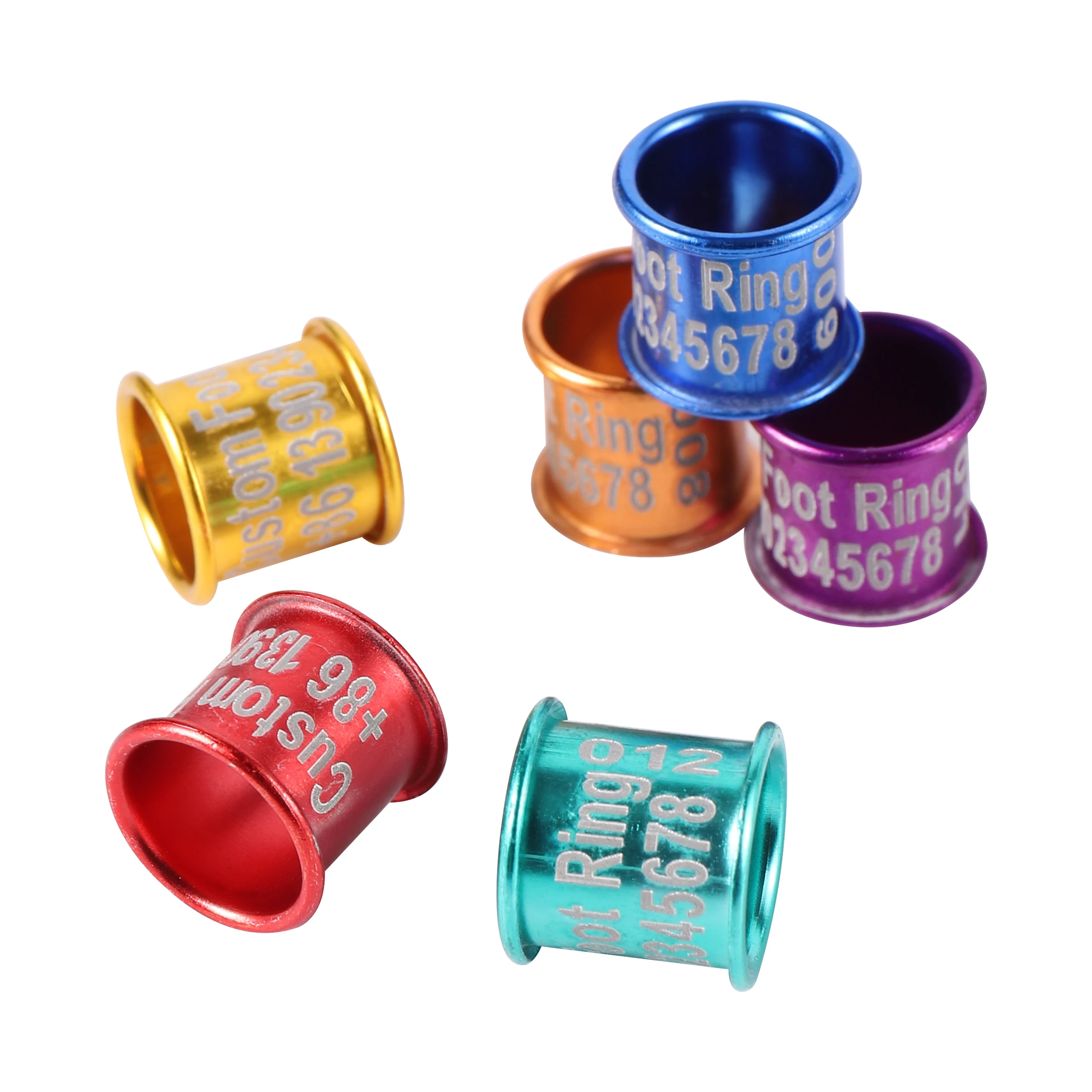 Anillo de pie de pájaro de 8mm de identificación de alta calidad, Anillo de pie de Paloma de loro personalizado, grabado láser DIY, nombre, número de teléfono, logotipo, 20 piezas - imagen 3