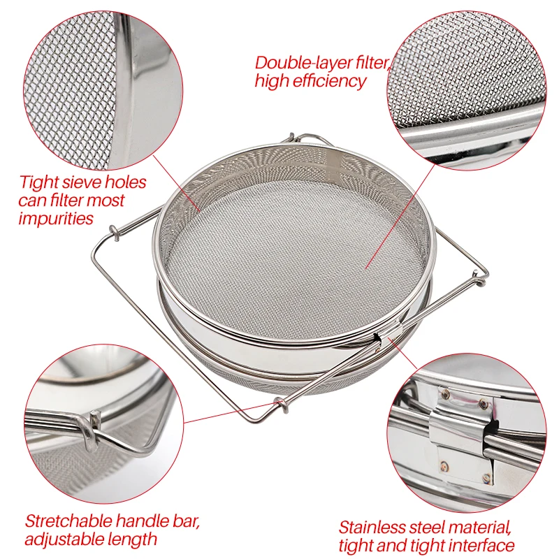 Filtro de impurezas de red de tamiz doble para apicultura, herramientas especiales, suministros de jardín, filtro de miel, herramientas de Apicultura - imagen 4