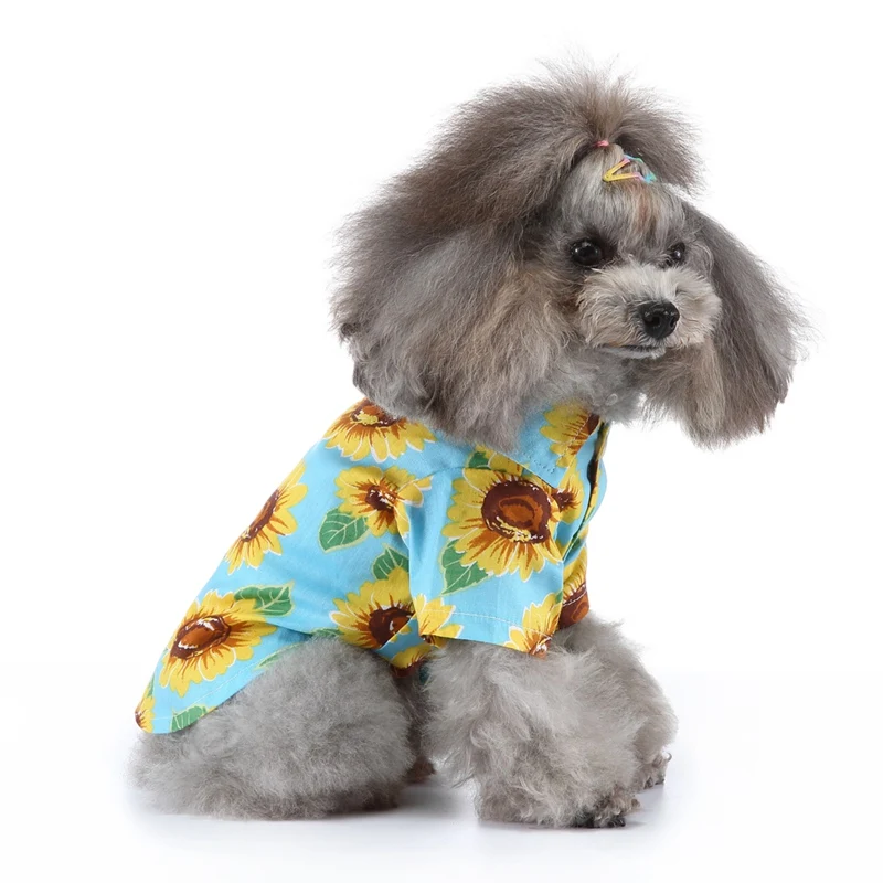 Camisas para perros, ropa de playa de verano, chaleco para Bulldog Francés, ropa para mascotas, camiseta Floral Hawaiana para perros pequeños, Chihuahua - imagen 5