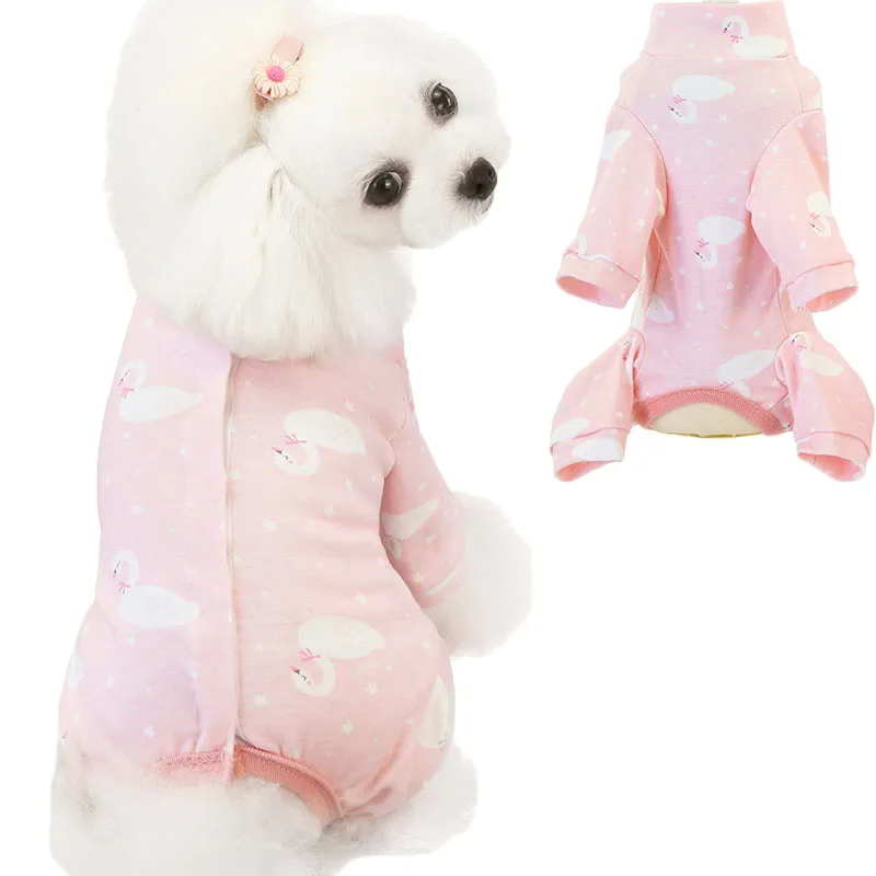 Lindo pijama de perro durmiendo para niñas, mono con patrón de animales/frutas/arcoíris, mono envolvente para el vientre, ropa para cachorros, primavera y otoño - imagen 3