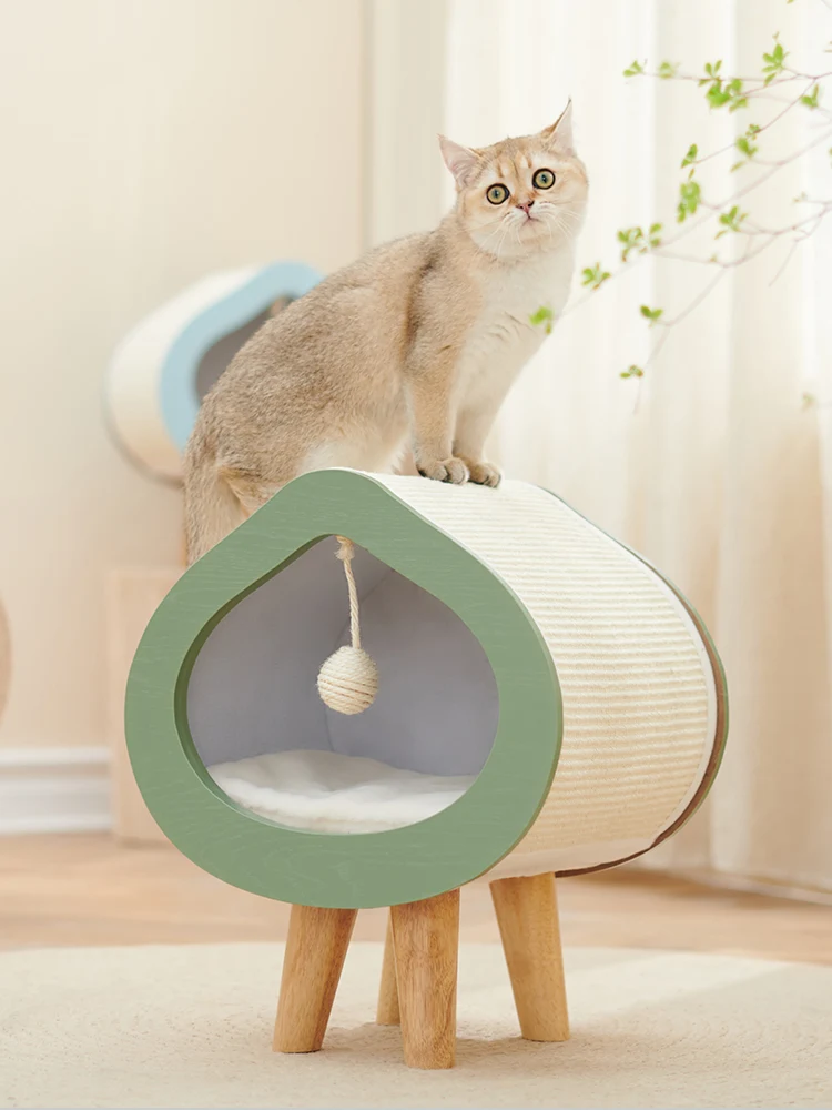 Rascador de madera maciza para gatos, marco de escalada para las cuatro estaciones, cama Universal - imagen 5