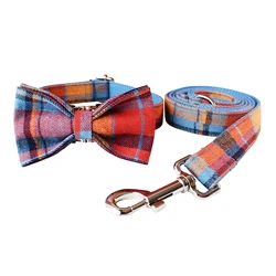 Collar a cuadros con correa para perro – Estilo vintage acolchado