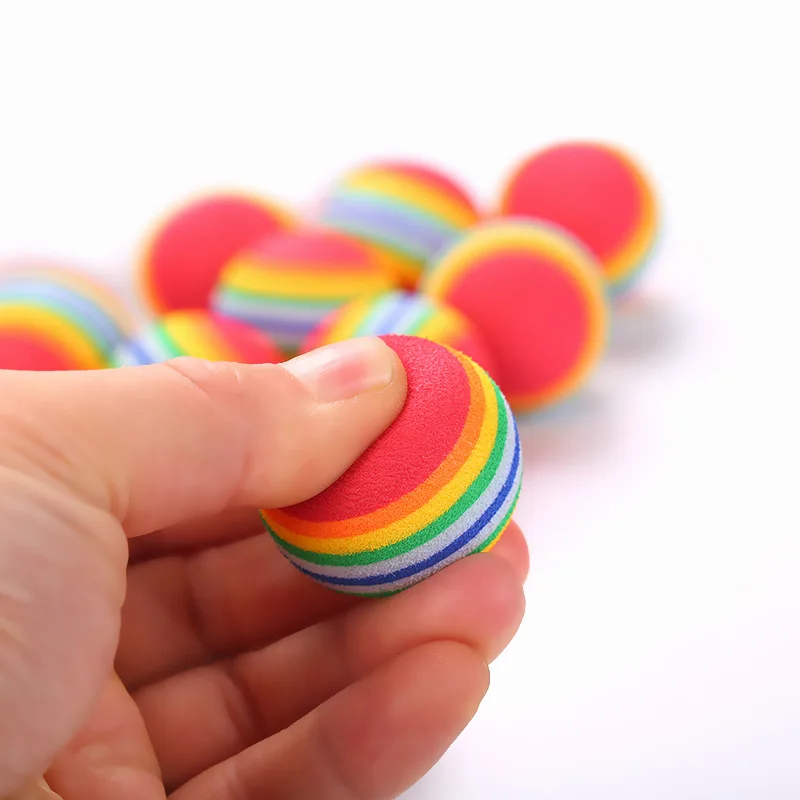 Bolas de arcoíris para gatos, juguete interactivo para rascar gatos, pelota de espuma, divertidos juguetes para mascotas para gatos, juguetes para masticar para moler dientes para gatos y gatitos - imagen 3