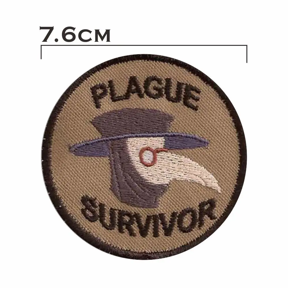 Parche bordado de supervivencia de la plaga, bordado táctico militar decorativo de círculo de pico de Schnabel Steampunk marrón - imagen 4