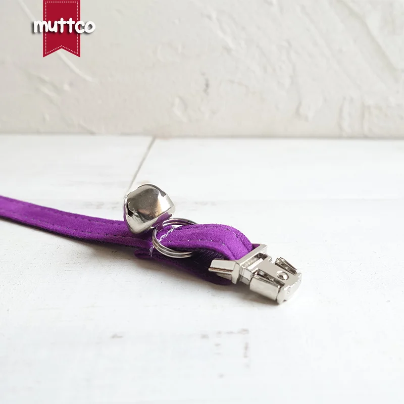 MUTTCO-collar de gato con hebilla de metal grabado a mano, de poliéster satinado y nailon, color púrpura caramelo, 2 tamaños, UCC029 - imagen 3