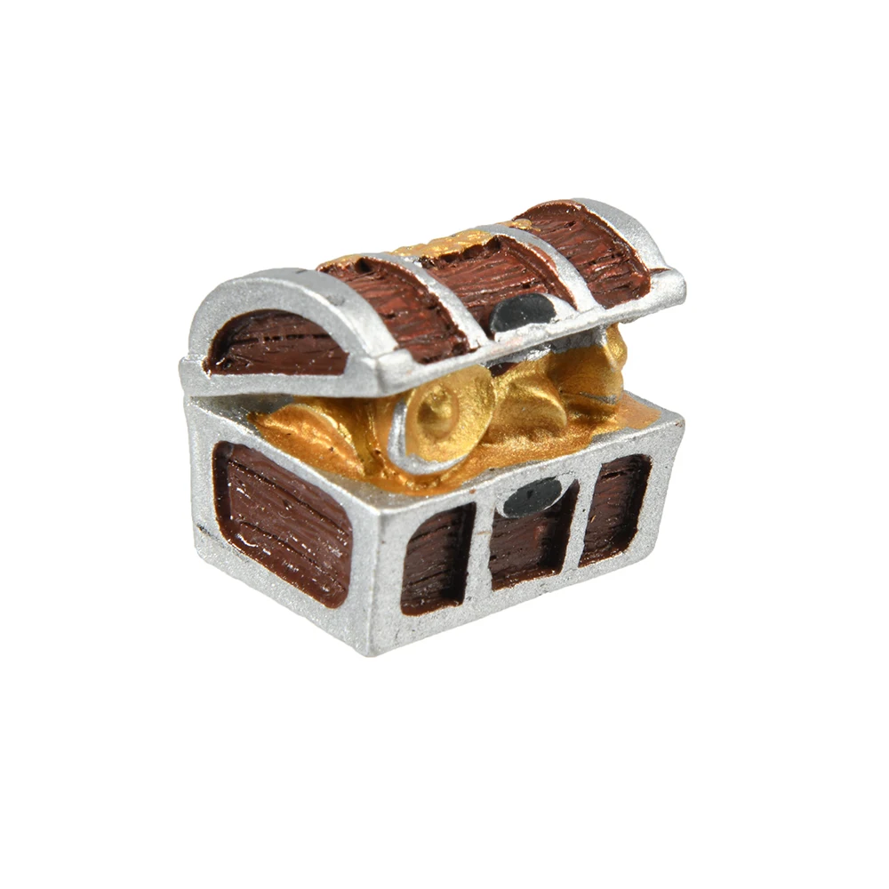 Caja de Cofre del Tesoro, decoración de acuario creativa antigua para pecera, paisaje, pirata, adornos de monedas de oro, decoración de resina - imagen 2