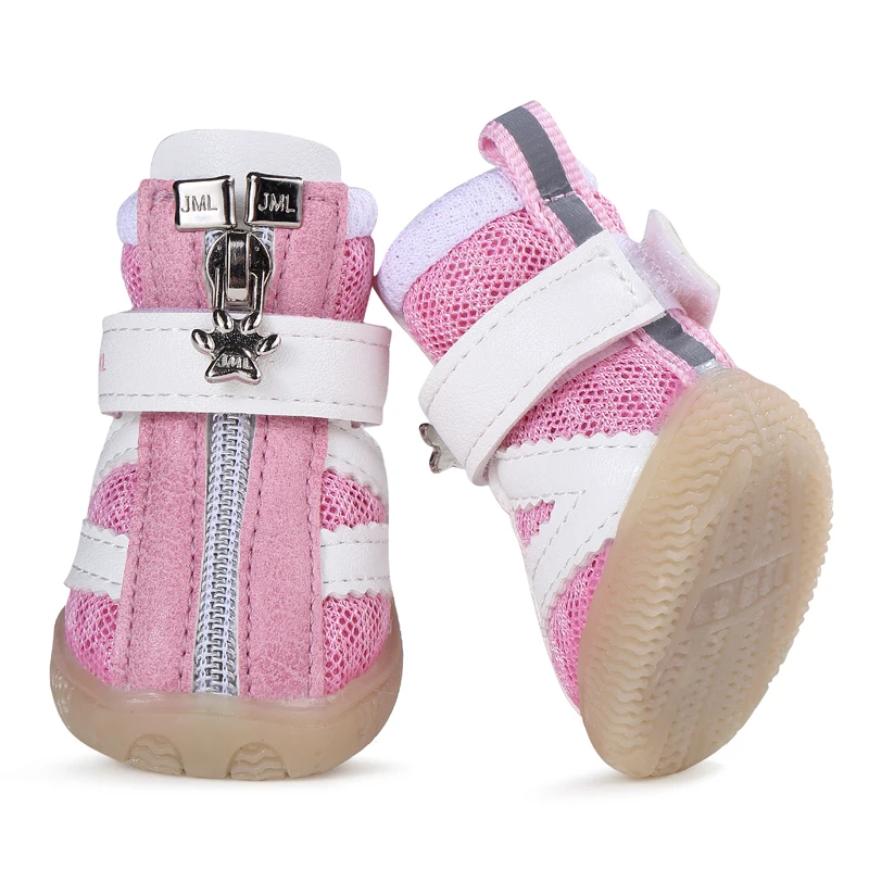 4 Uds. Zapatos para perros, zapatos deportivos antideslizantes de tela, botas transpirables para cachorros, zapatos de lona para mascotas al aire libre para perros pequeños, Chihuahua - imagen 2