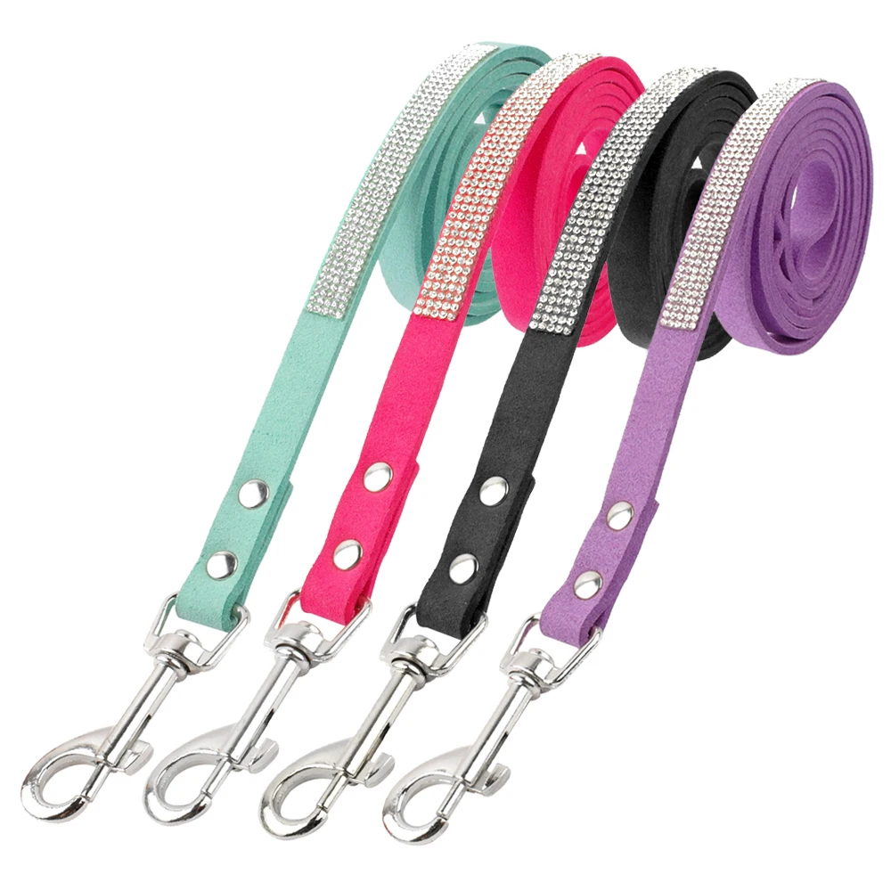 Collar de perro con diamantes de imitación, conjunto de collares y correas para perros y gatos de cristal ostentoso, correa para caminar para mascotas, cables ajustables para perros pequeños y medianos - imagen 3