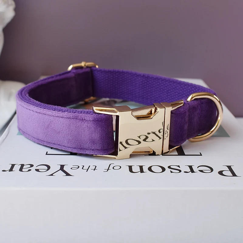 Correa de nailon para Collar de perro de lujo con Grabado libre de identificación, hebilla ajustable para Metal dorado, accesorios para mascotas, franela 16 - imagen 5