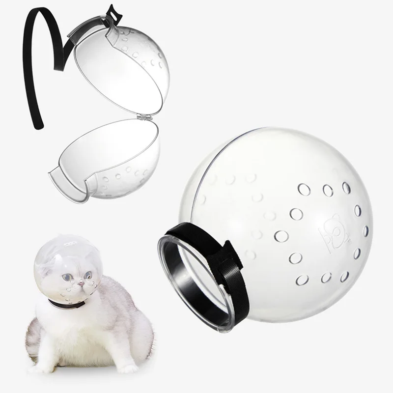 Bola espacial creativa para el cuidado de mascotas, máscara con bozal para gatos, transparente, transpirable, para baño y recortar uñas, suministros para gatos, accesorios