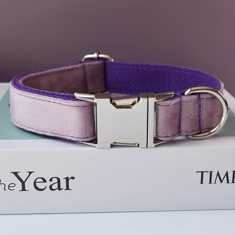 Collar personalizado de algodón y terciopelo, tela de calidad para perros pequeños, medianos y grandes, piezas metálicas personalizadas, correa para mascotas, franela 06 - imagen 3