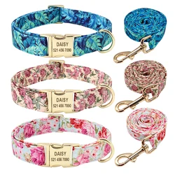 Collar y correa nailon floral para perro grande – Set resistente