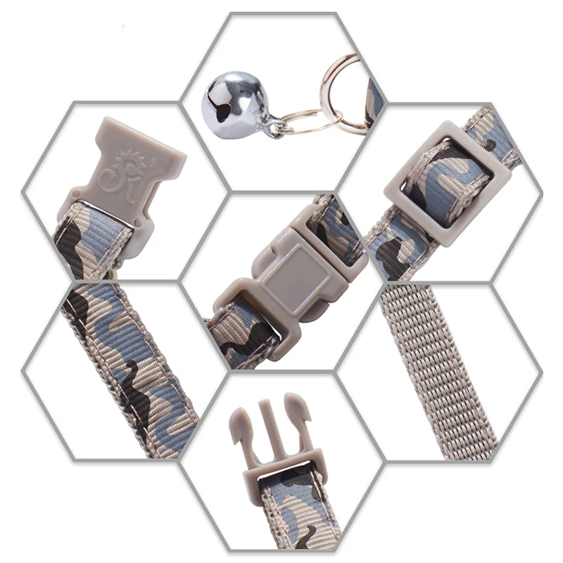 Collar de nailon con identificación personalizada, grabado personalizado, estampado de camuflaje, gato, perro pequeño, bonito, ajustable para cachorros y gatitos - imagen 4