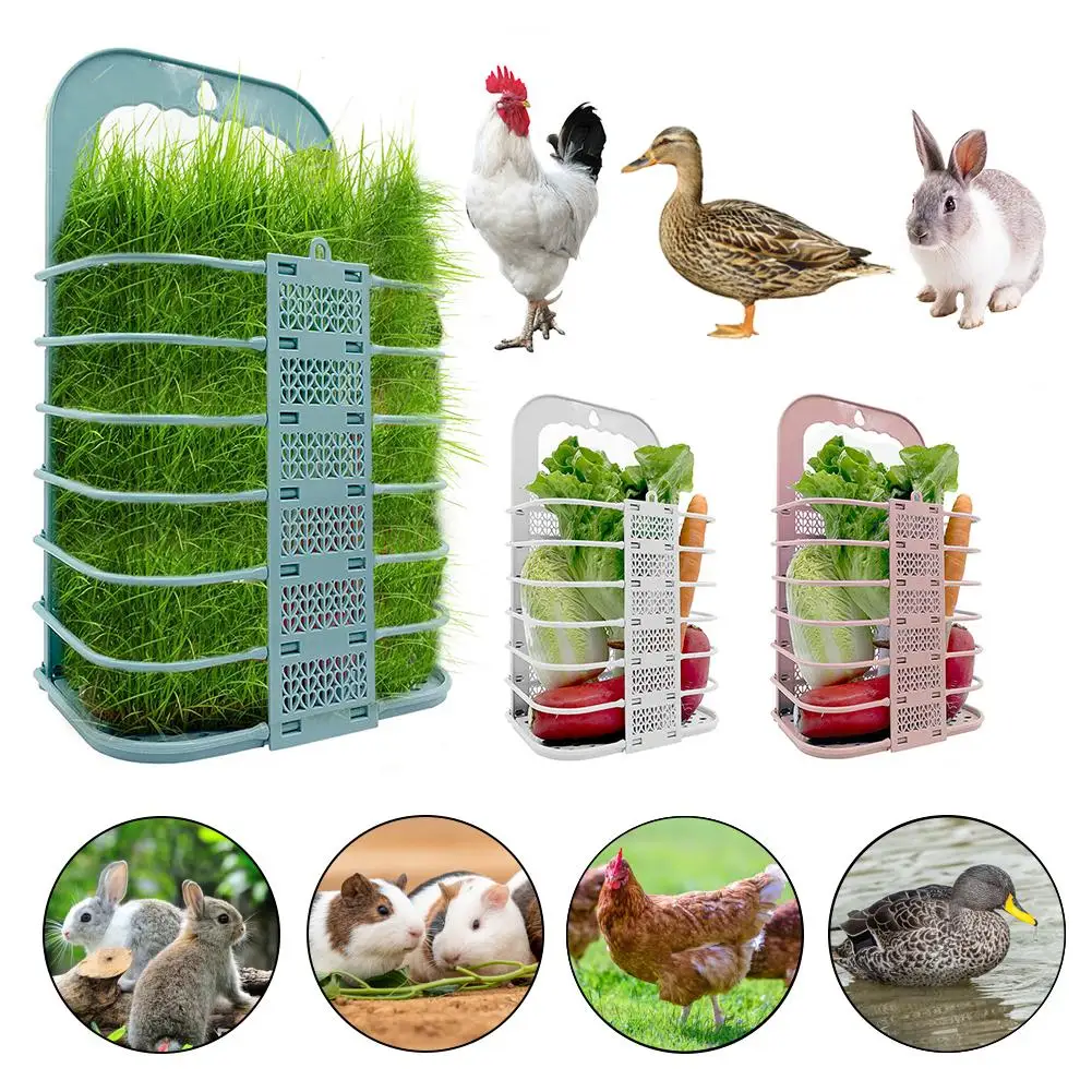 Alimentador de heno para conejos, cesta colgante plegable para verduras y pollos, contenedor de comida, Marco, cesta de hierba para aves de corral y conejos - imagen 2