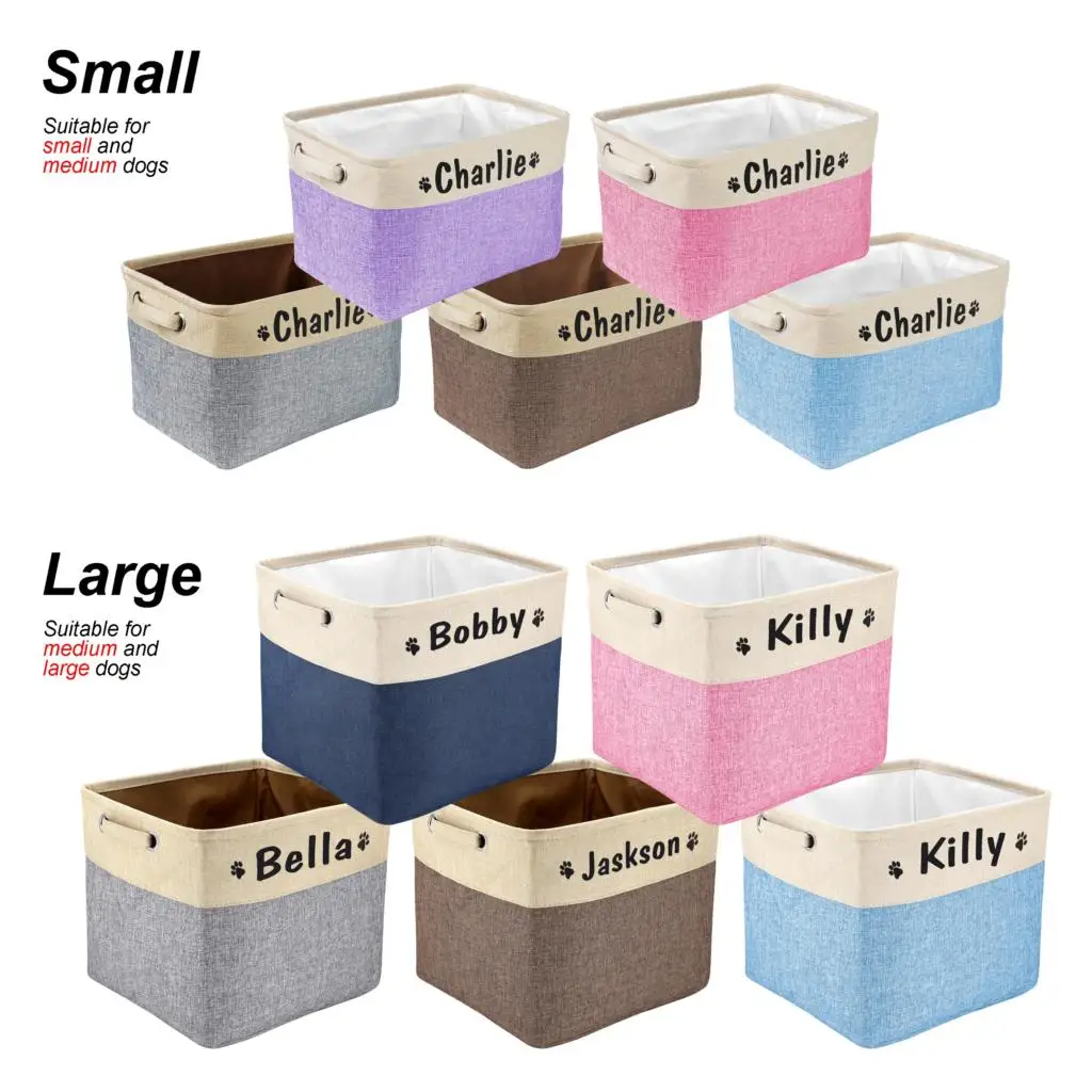 Custom Pet Dog Toy Storage Basket Personalized Foldable Dog Canvas Bag Pet Toys Clothes Storage Box Dog Accessories Pet Supplies - imagen 5