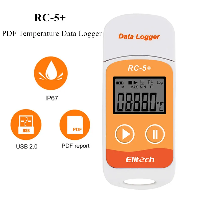 5/10 Uds RC-5 + registrador de datos registrador de datos de temperatura USB registrador de temperatura PDF registrador de capacidad de 32000 puntos para cadena de frío de almacén - imagen 2