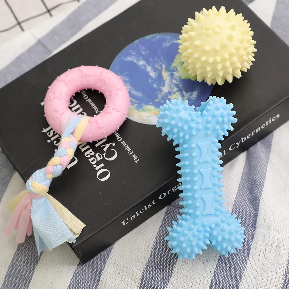 HOOPET-juguete interactivo para masticar perros, suministros de entrenamiento para perros pequeños, con forma de goma colorida - imagen 4