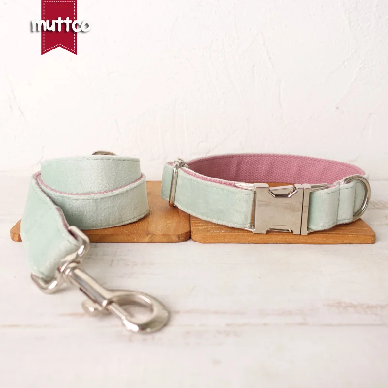 Collar de perro con hebilla de metal grabada MUTTCO, collar con etiqueta de identificación de perro rosa MNIT, placa de identificación de 5 tamaños, suministro antipérdida para mascotas UDC109 - imagen 5