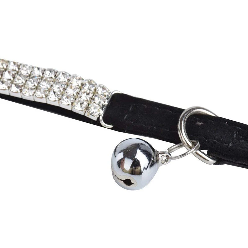 Benepaw-Collar de piel sintética con diamantes de imitación para gato, con campana, cómodo y ajustable, acolchado de terciopelo suave para gatitos, cachorros y mascotas, para perros pequeños - imagen 4