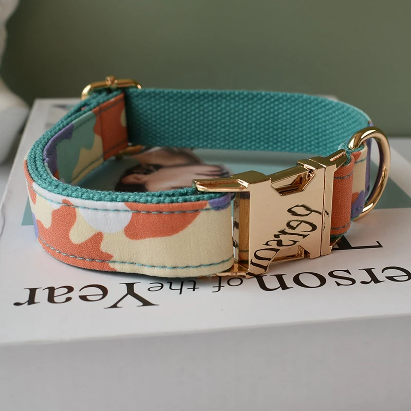 Correa personalizada para perros medianos y grandes, Collar para mascotas con pajarita, hebillas de Metal ajustables, camuflaje 02 - imagen 2