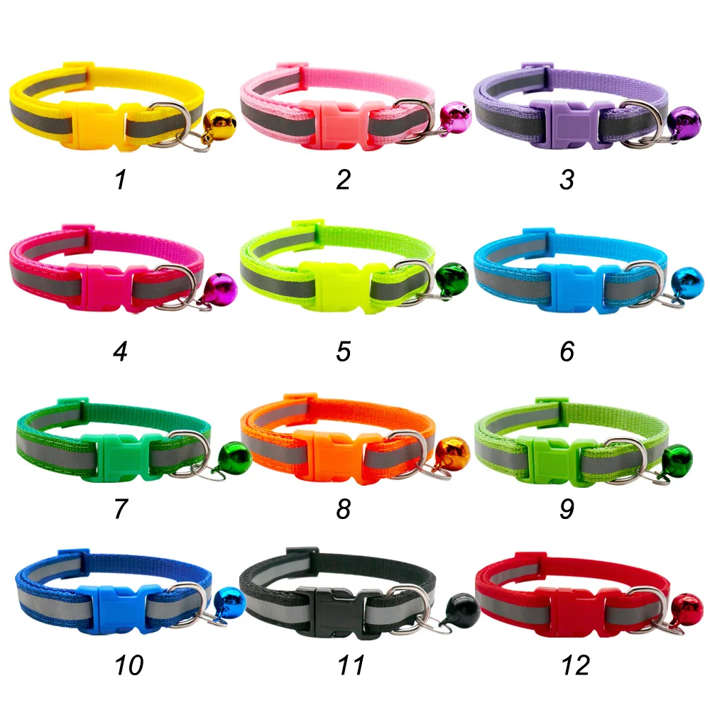 Collar colorido con estampado reflectante para mascotas, Collar ajustable con campana, etiqueta de identificación, suministros para mascotas, venta al por mayor, 24 piezas - imagen 4