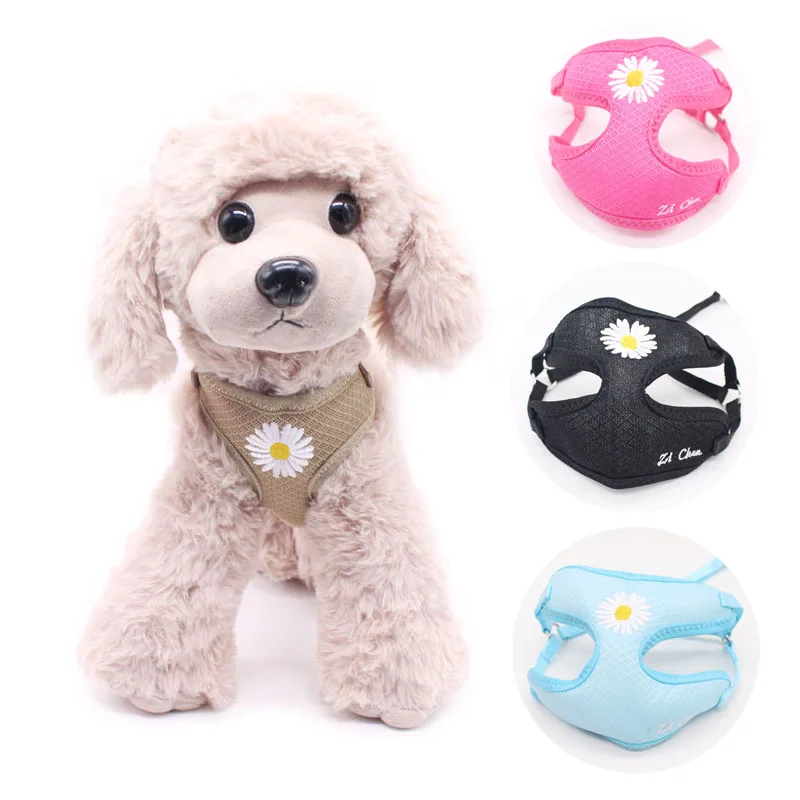 Conjunto de arnés y correa para perro pequeño, transpirable, bordado de Color caramelo coreano, chaleco para caminar para cachorros de nailon suave para Chihuahua Yorkie - imagen 5