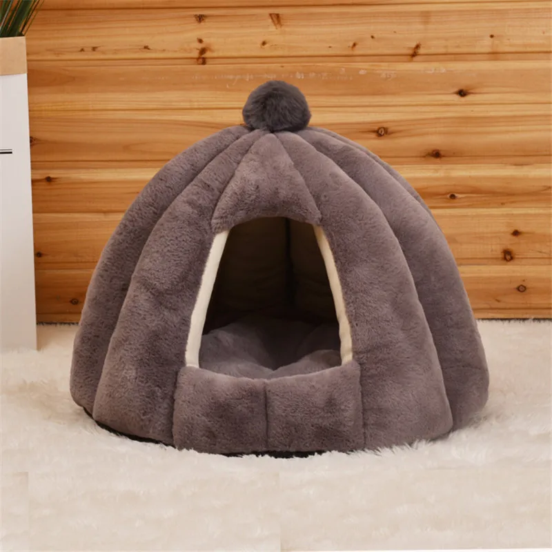 Casa de cama para perros y gatos, nido de perrera extraíble suave y cálida, cesta para mascotas, Tijas divertidas, casa de calabaza y fruta - imagen 4