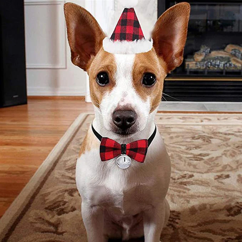 Benepaw-Bandana clásica a cuadros para perro, conjunto de pajarita, accesorios de decoración para disfraz de Mascota de Navidad, para perros pequeños, medianos y grandes, gatos - imagen 2