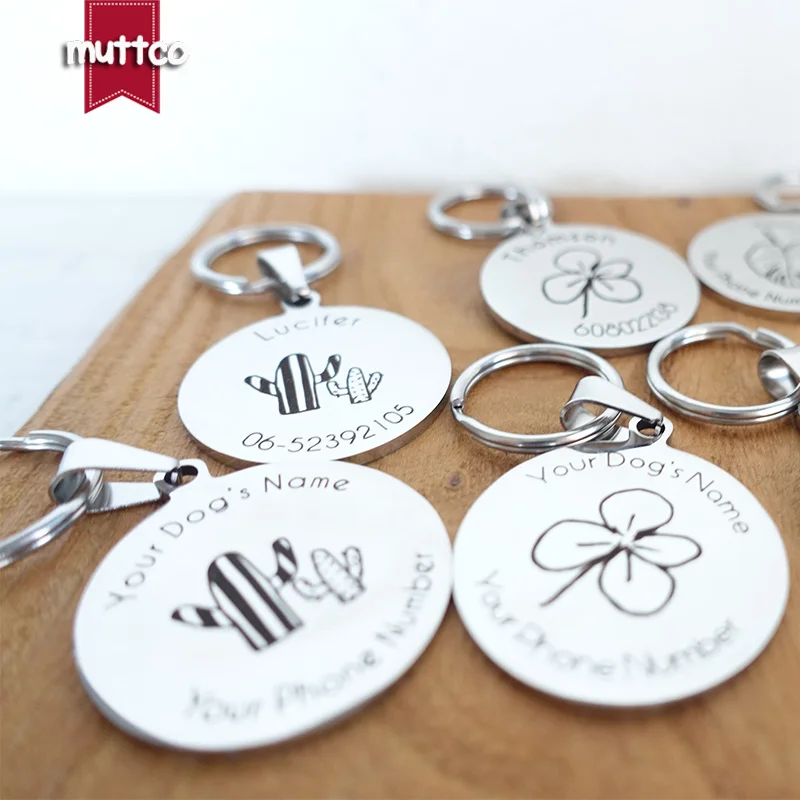 Etiqueta redonda de acero inoxidable para perro y mascota, diseño personalizado, 3 estilos - imagen 2