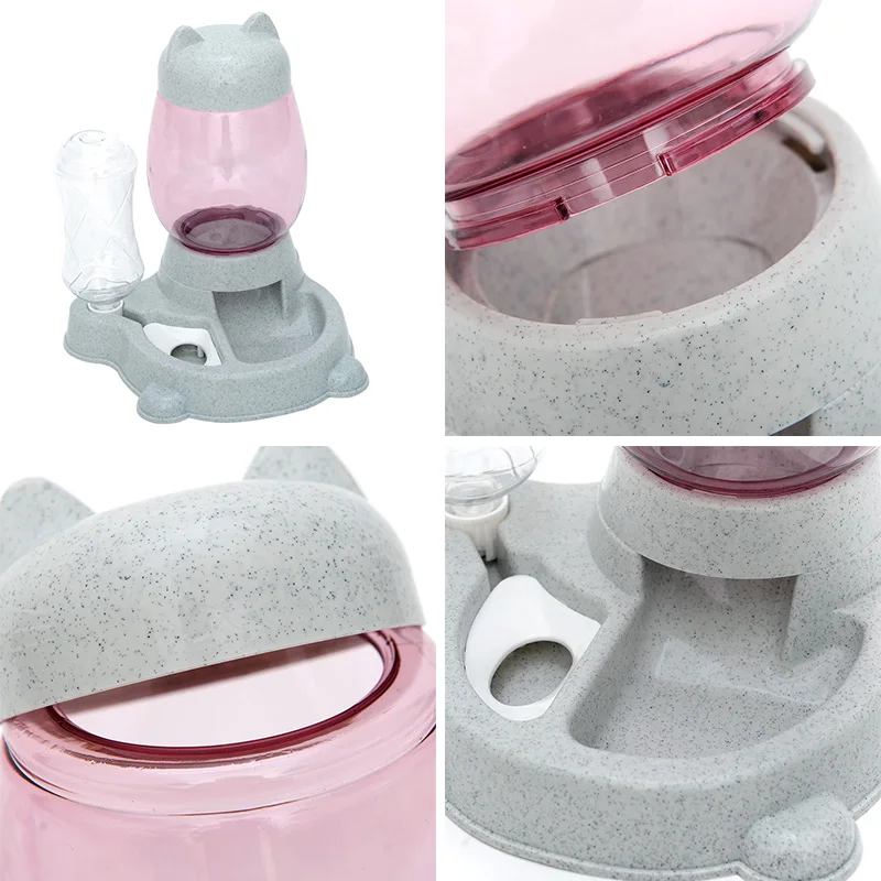 HOOPET-cuenco alimentador automático para gatos, 2,2 L, para comida de perros y gatos, con botella de agua, cuencos para gatitos, contenedor de alimentación lenta, suministros para mascotas - imagen 5
