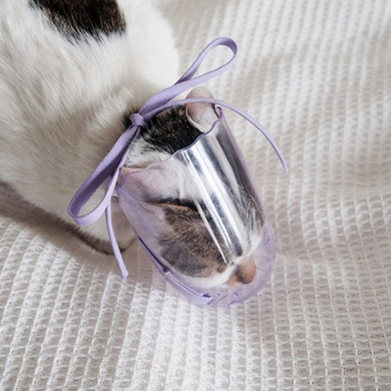 Mascarilla con bozal para Gato transpirable ajustable, cubierta antimordida para el cuidado de mascotas, accesorios para gatos, suministros de Gotas, Collar Sphynx Mascotas - imagen 3