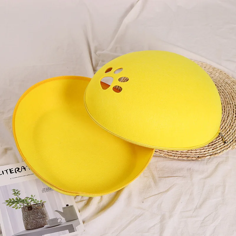 Nido desmontable de fibra sólida para mascotas, cama redonda con cremallera para gatos, suministros para perros pequeños - imagen 2