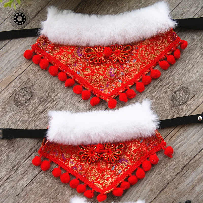 Collar ajustable para mascotas, toalla para Saliva de perro, decoración para Festival de Año Nuevo, babero de gato, bufanda de peluche para mascotas, accesorios de vestuario de aseo, 1 ud. - imagen 3