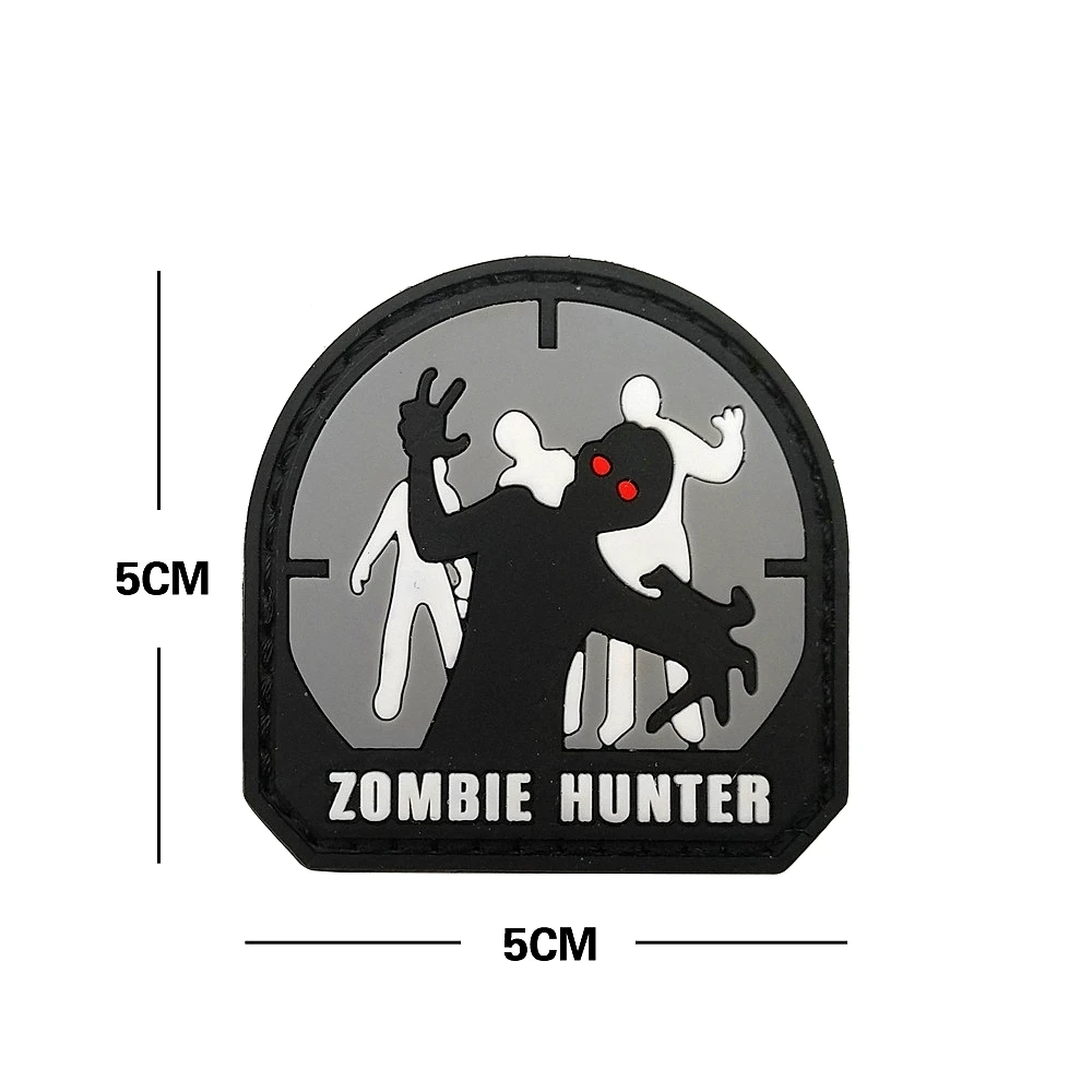 Zombie Hunter PVC Patch Emblem Sniper Badge, apliques de costura decorativos militares, parches tácticos de Adorno - imagen 3