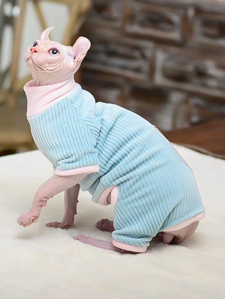 Ropa de invierno para gatos, sudaderas con capucha de algodón suave y cálido, Jersey Sphynx, Disfraces para gatos, ropa para gatitos, suministros para gatos - imagen 3