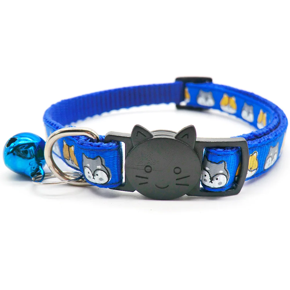 100 Uds Collar de perro gato con campana estampado de dibujos animados correa para el cuello gatito cachorro gato Collar de mascota ID hebilla de plástico ajustable suministros para mascotas - imagen 5