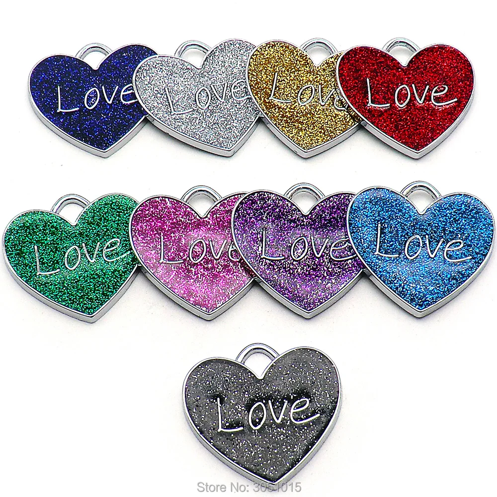 Etiqueta de identificación para perro y gato, accesorio brillante con corazón personalizado, grabado de aleación, placa de identificación, antipérdida, 100 Uds. - imagen 4