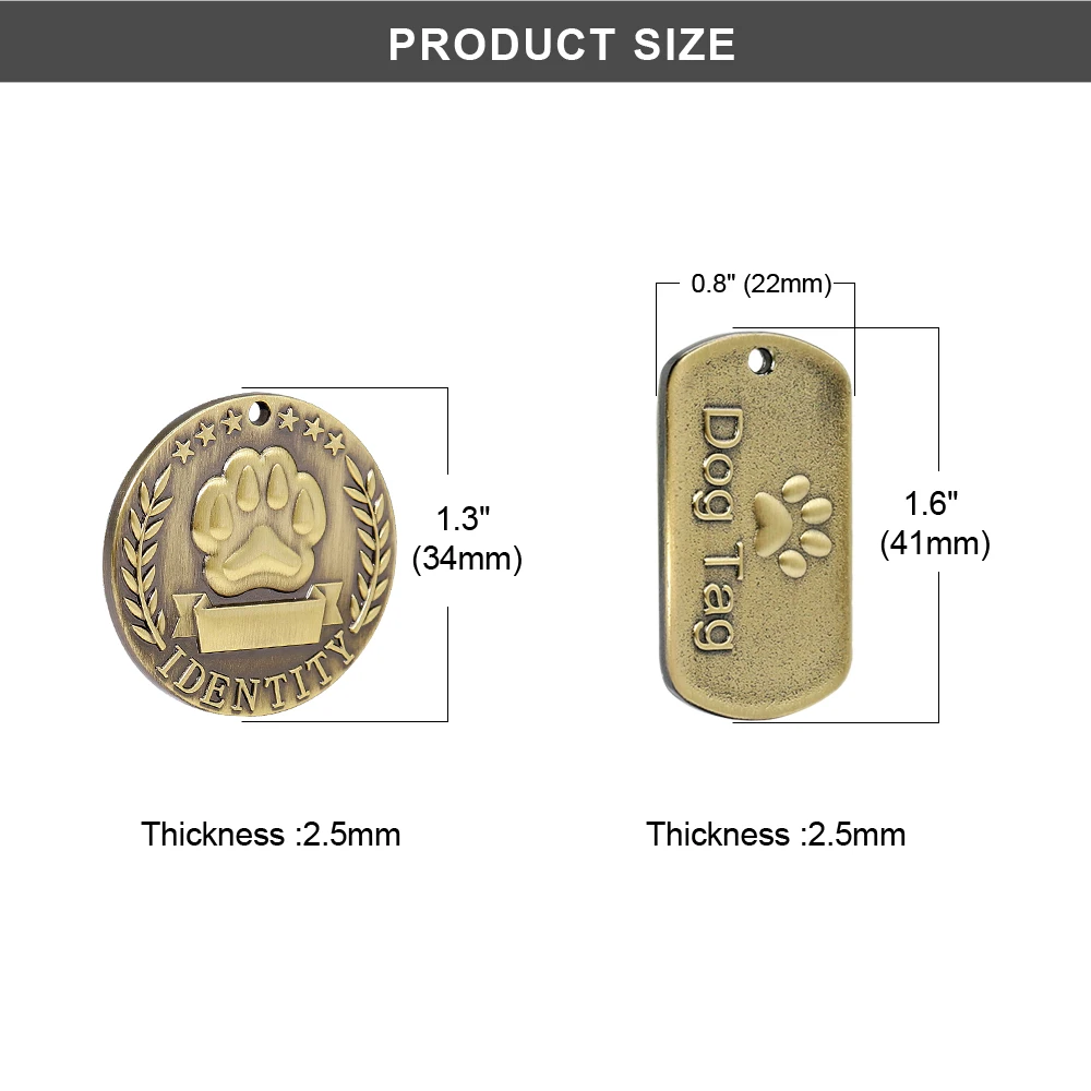 Placa de identificación de perro de acero inoxidable, placa de identificación personalizada para perros, colgante antipérdida para mascotas, collares, collar grabado gratis - imagen 5