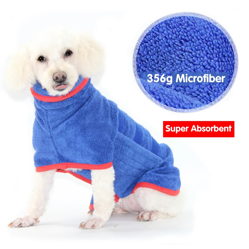 Albornoz de microfibra para perro, bata de baño de 356g, superabsorbente, lujoso, suave, para mascotas, ajustable, cálido, suministros de baño para perros - imagen 4