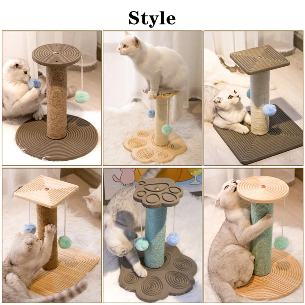 Rascador de garra de gato con bola colgante, juguetes interactivos, muebles estables y duraderos con cuerda de Sisal - imagen 4