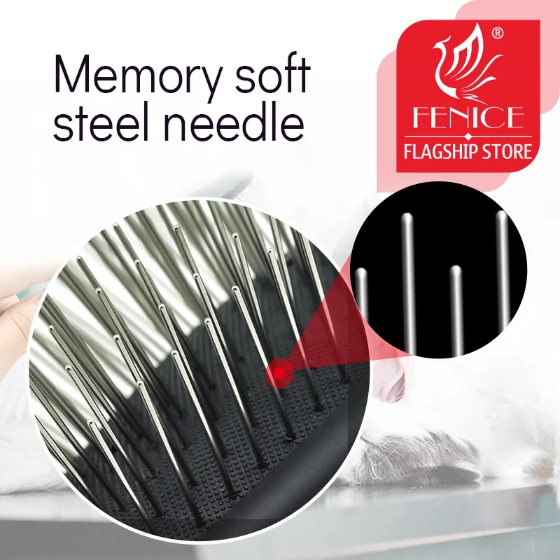 Fenice-peine cortador de pelo para mascotas, herramienta de corte con nudo abierto, aguja de acero, cepillo de pelo largo, suministro de aseo para perros y gatos - imagen 2