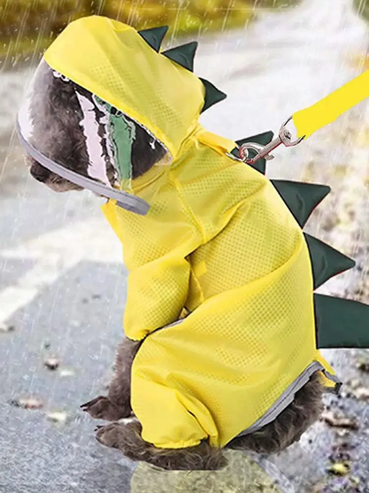Chubasquero para perro, ropa para mascotas, Poncho impermeable de dinosaurio, Sudadera con capucha transpirable, disfraz para perros pequeños, medianos y grandes, gatos y perros - imagen 3