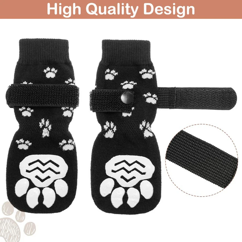 Benepaw Calcetines antideslizantes para perros correas ajustables zapatos cómodos y suaves antideslizantes para cachorros para suelos de madera dura de interior protectores de patas para mascotas - imagen 5