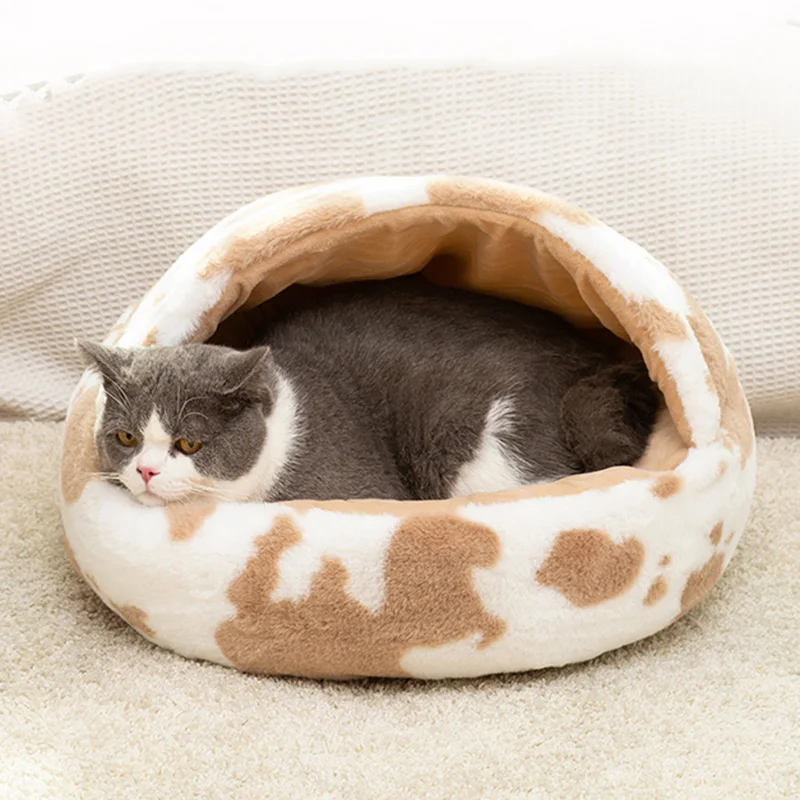 Camas cálidas de felpa larga y corta para mascotas, saco de dormir redondo para perros pequeños, gatos y gatitos, novedad de invierno, 2021 - imagen 5