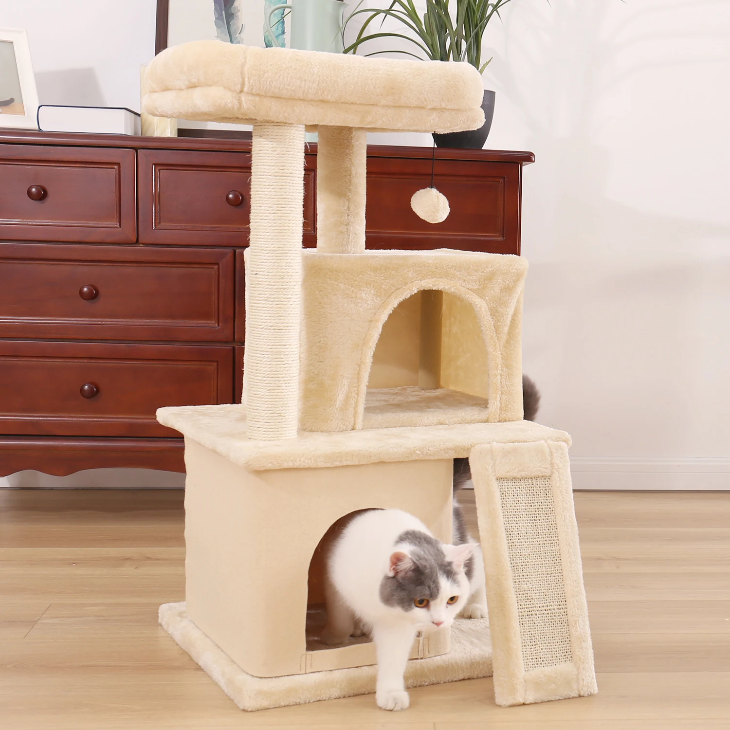 Árbol de lujo para gatos, Torre espaciosa totalmente envuelta para rascar, postes de Sisal, Centro de Actividades, torre de juegos para gatos - imagen 4