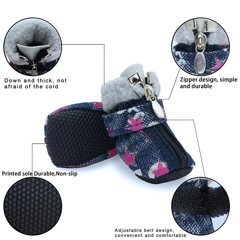 Benepaw-zapatos cálidos para perro, botines de nieve cómodos para mascotas, suela antideslizante resistente, Protector de pata de cachorro, Botas de senderismo al aire libre para invierno - imagen 3